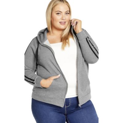 Women's Plus Size Side Stripe Zip Hoodie