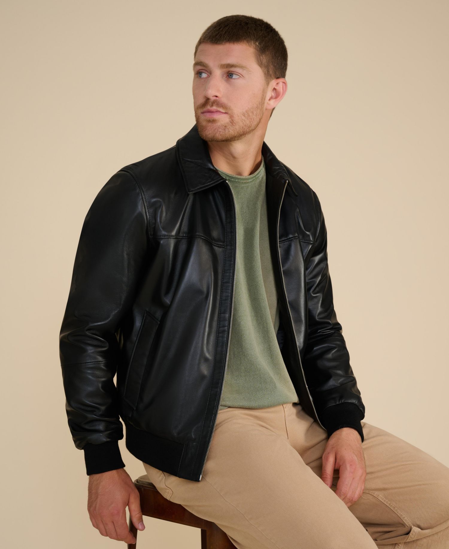 Men's Mason Leather Bomber Jacket