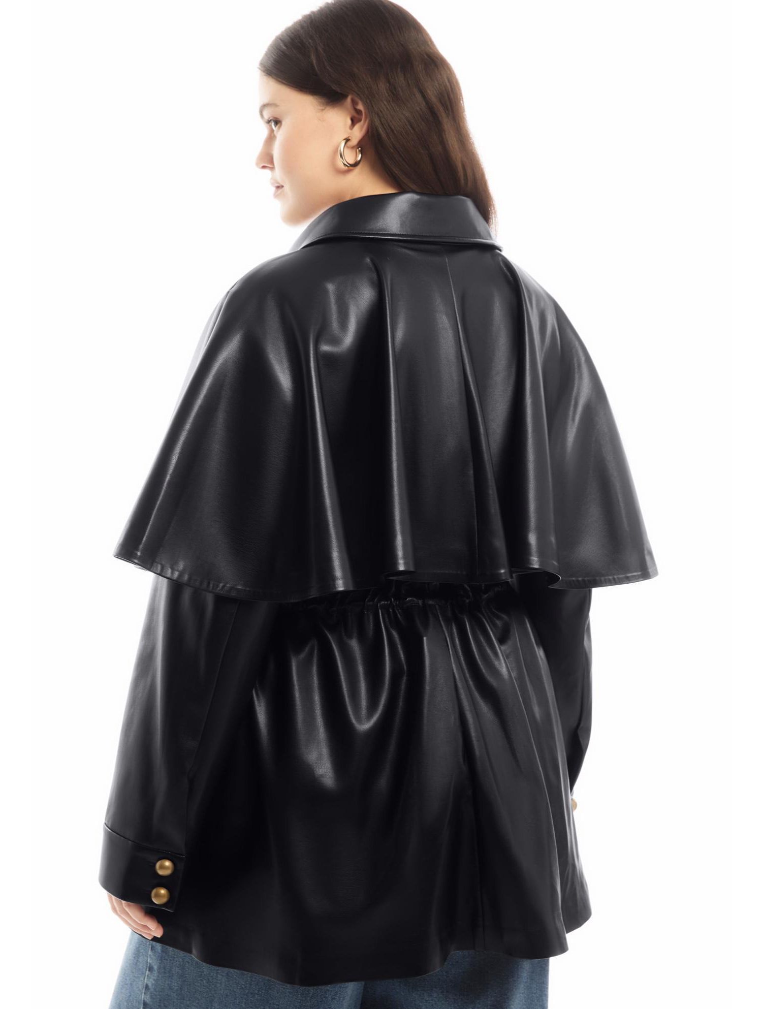 Women's June and Vie Faux Leather Cape Jacket