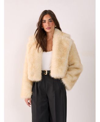 Women's Tipped Faux Fur Crop Jacket