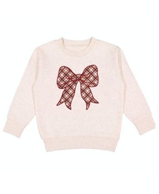 Toddler Girls Christmas Plaid Bow Patch Sweatshirt