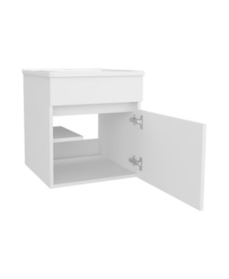 Belle Bathroom Floating Vanity with Sink, 1 Door, Wengue