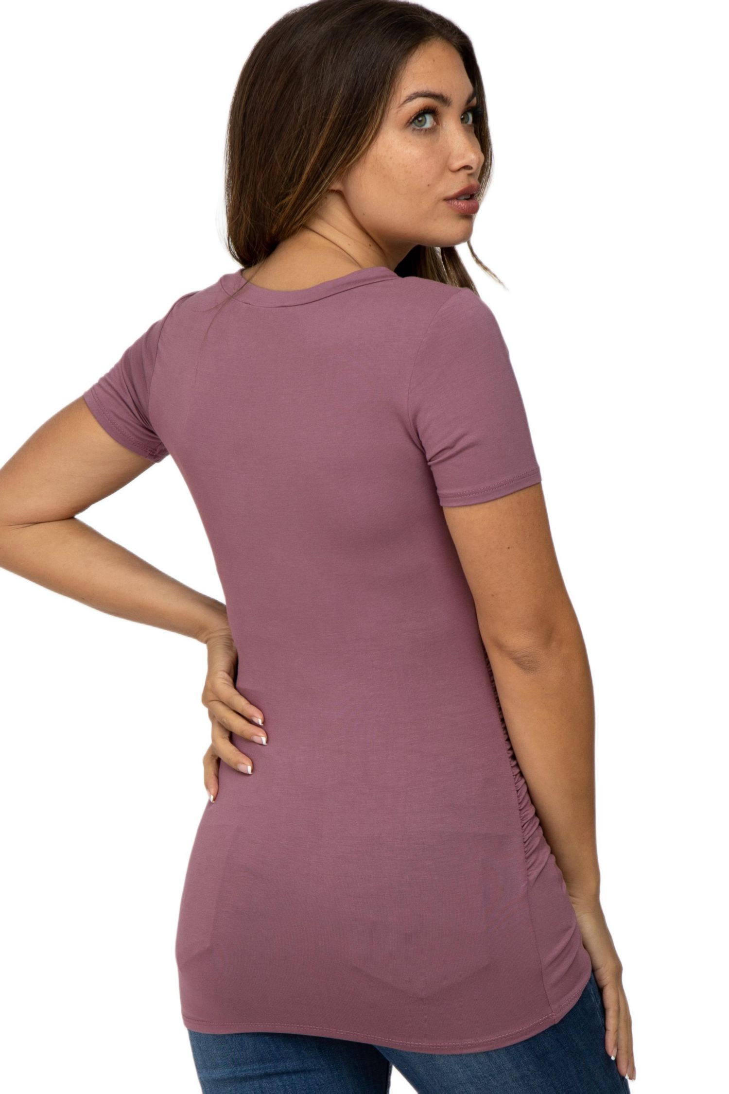 Women's V-Neck Ruched Side Top