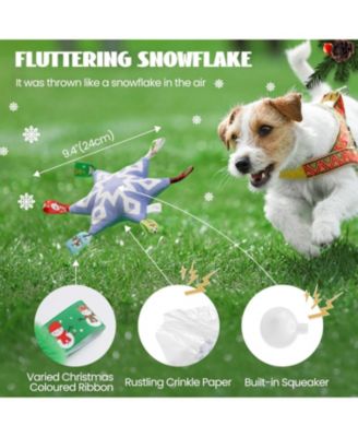 4 Pack Tag & Tug Christmas Dog Toys, No Stuffing Santa, Ginger Man, Christmas Tree & Stuffed Snowflake Tough Dog Toys