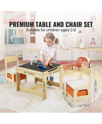 Kids Table and Chair Set Wooden Activity Table with Storage Boxes for Art and Craft