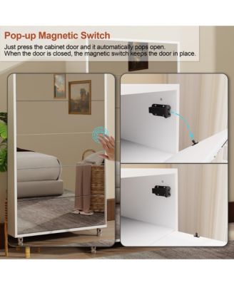 Mirror Shoe Cabinet With 6 Flip Drawers, Mirror Shoe Rack Organizer Store Ample Shoes, Mirror Shoe Storage With 4 Metal Legs,White