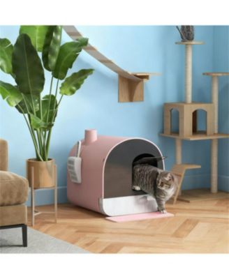 Pink Cat Litter Box with Lid Scoop and Filter A Delicate Design for a Fresher Home