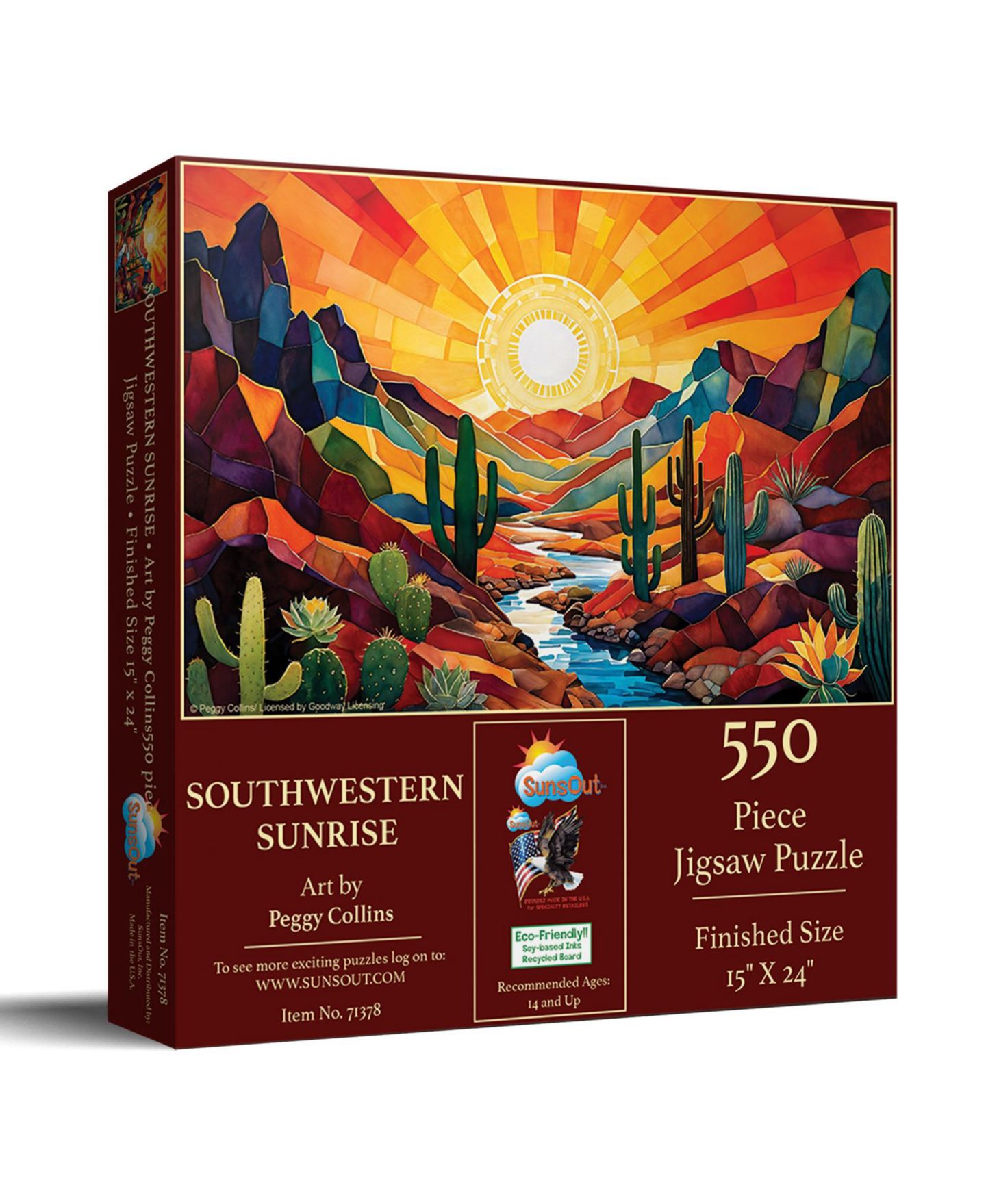 Детский пазл SunsOut Southwestern Sunrise Animal-Themed Interlocking 550 Piece Jigsaw Puzzle, от 15 лет — фото 1