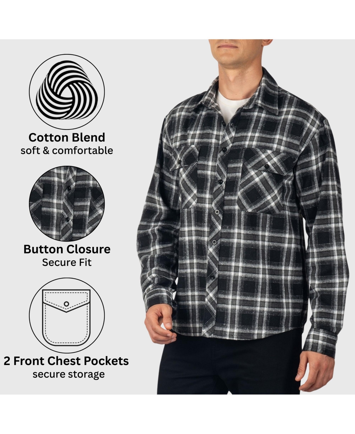 Alpine Swiss Men Plaid Flannel Shirt Jacket Button Down Long Sleeve Cotton Blend Shirts