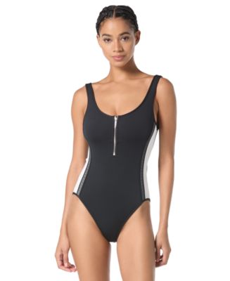 Women's Zip-Front One-Piece Swimsuit - Macy's