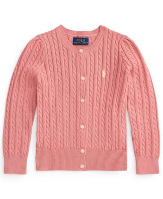 Girls' 2T-6X Mini-Cable Front-Button Cardigan