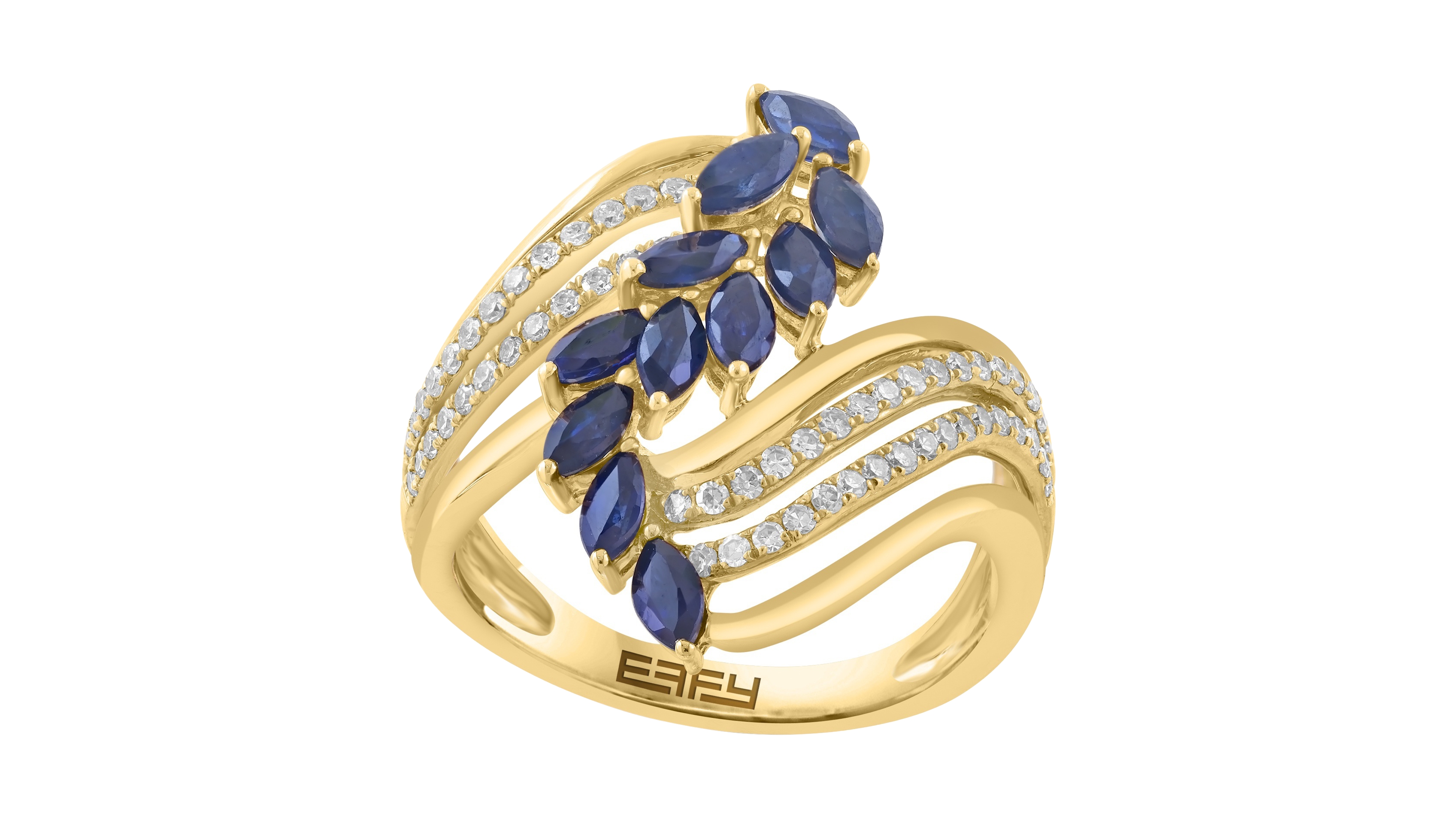 Effy Collection Sapphire (1-3/8 ct. t.w.) and Diamond (1/4 ct. t.w.) Ring in 14k Yellow Gold