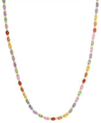 Multi Sapphire (17-1/2 ct. t.w.) and Diamond (1/4 ct. t.w.) Necklace in 14k Yellow Gold