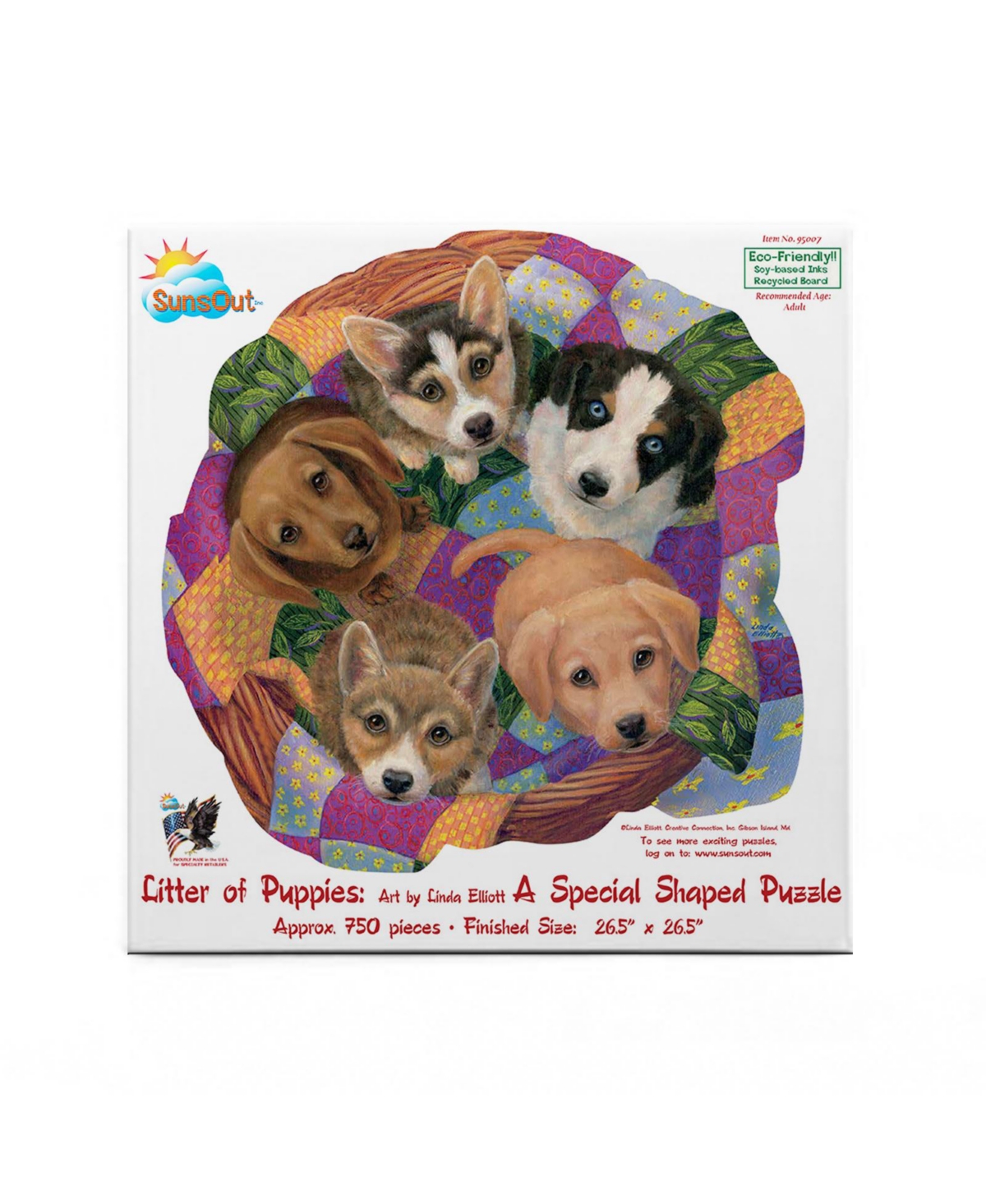 SunsOut Litter of Puppies 750 piece Jigsaw Puzzle for Adults Special Shape