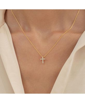 14k Gold Plated Aveline Crystal Cross Necklace Holiday Gift Guide