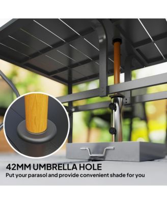 Outdoor Dining Table with Umbrella Hole, Patio Dining Table,