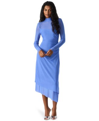 Women's Blare Mesh Asymmetrical-Hem Midi Dress