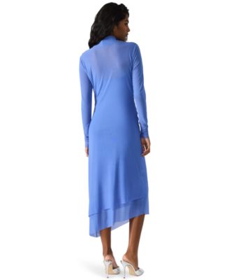 Women's Blare Mesh Asymmetrical-Hem Midi Dress