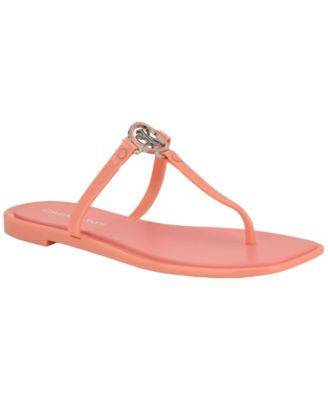 Women's Ellye Logo T-Strap Flat Slip-On Sandals