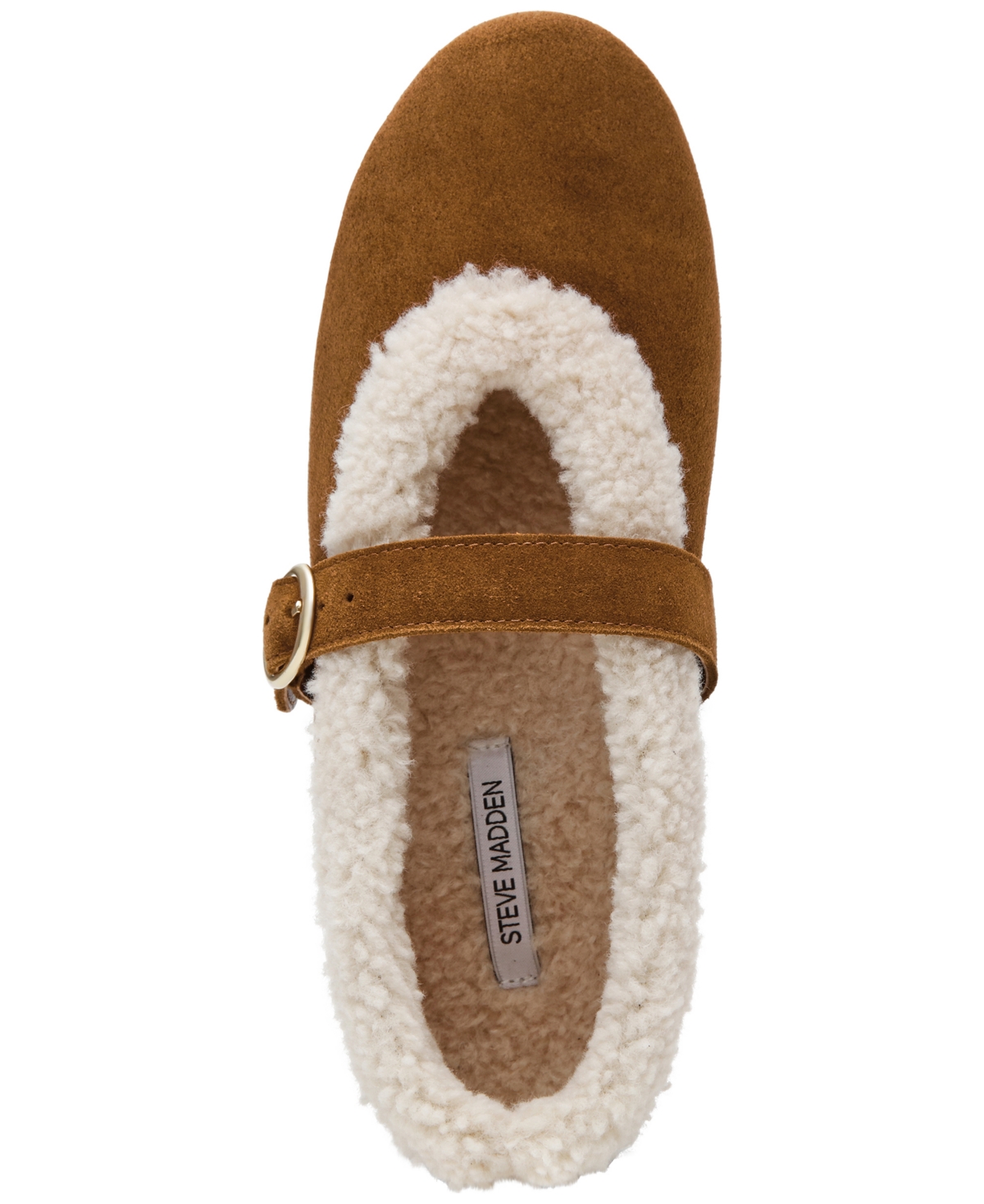 Steve Madden Women's Lodge Cozy Adjustable Strap Mary-Jane Flats