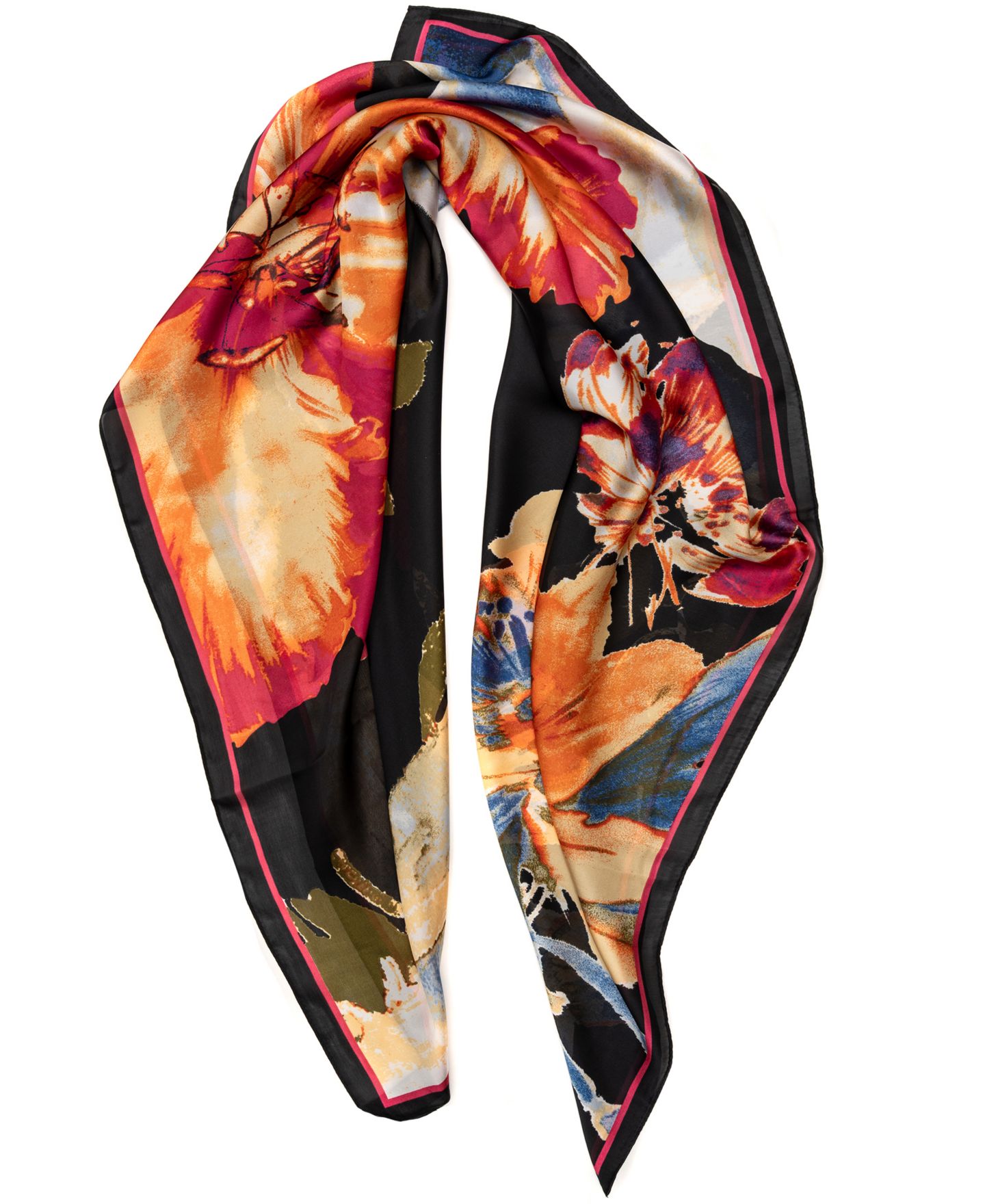 Женский шарф Vince Camuto Exploded Blooms Square, цвет: Чёрный разноцветный — фото 2
