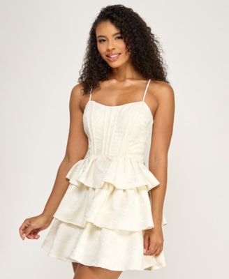 Juniors' Sweetheart Neck Tier Dress