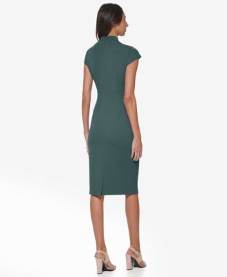 Women's Scuba Crepe Split V-Neck Sheath Dress