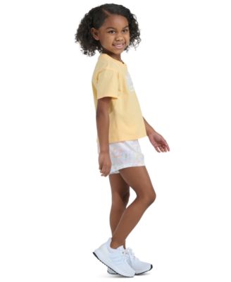 Girls' 2T-6 Short-Sleeve T-Shirt and Printed Woven Shorts, 2-Piece Set