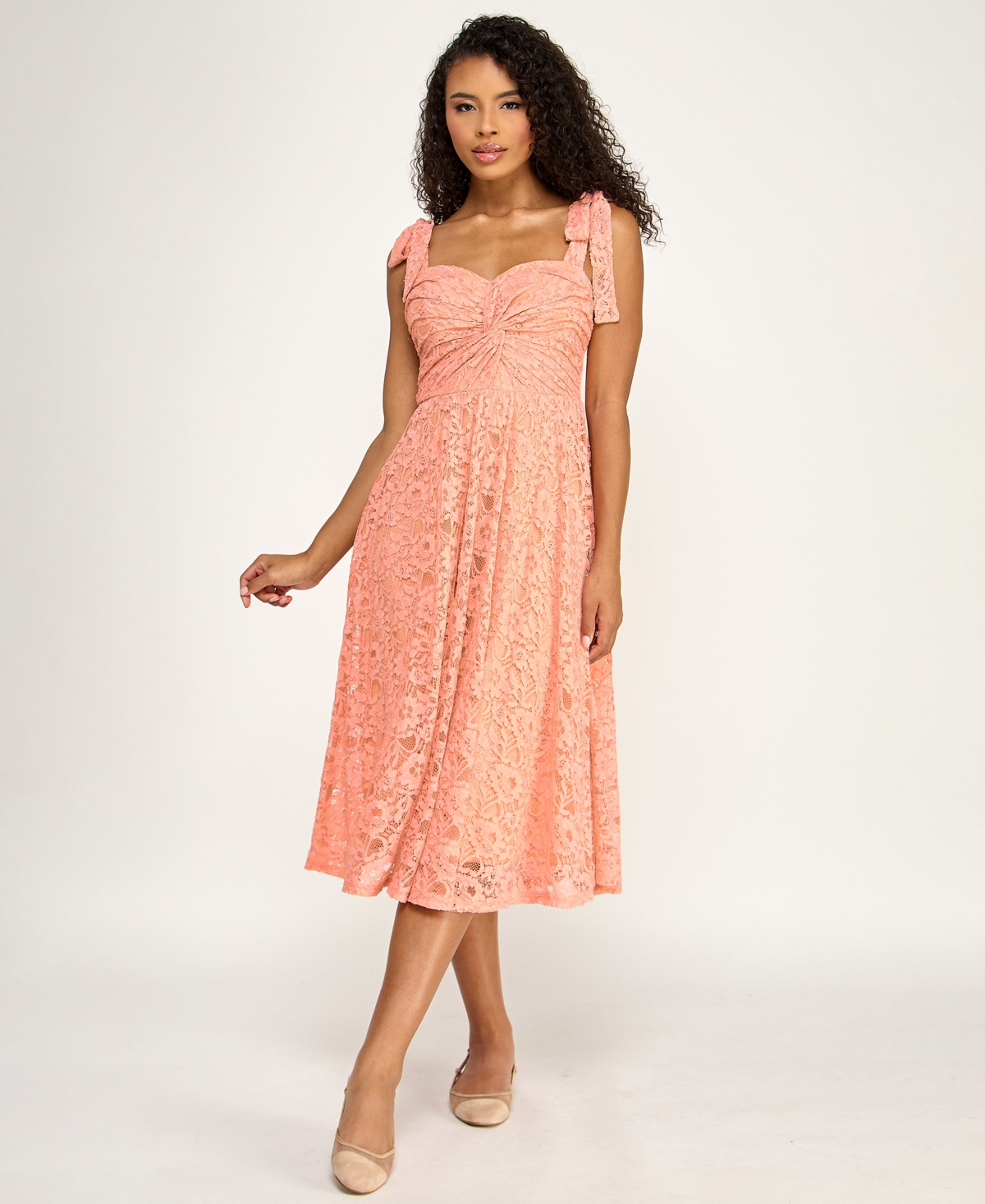 Seni & Cade Women's Twist Front Tie Shoulder Midi Dress