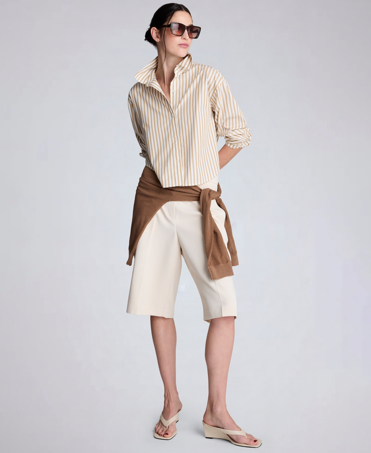 Kenneth Cole Women's Button-Front Cropped Shirt