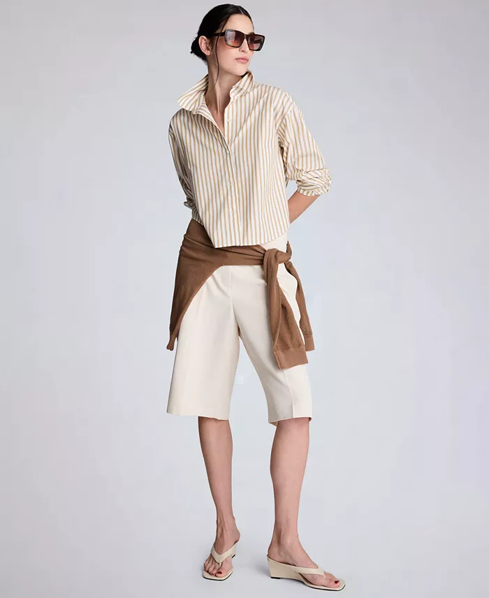 Women's Button-Front Cropped Shirt - thumbnail 2