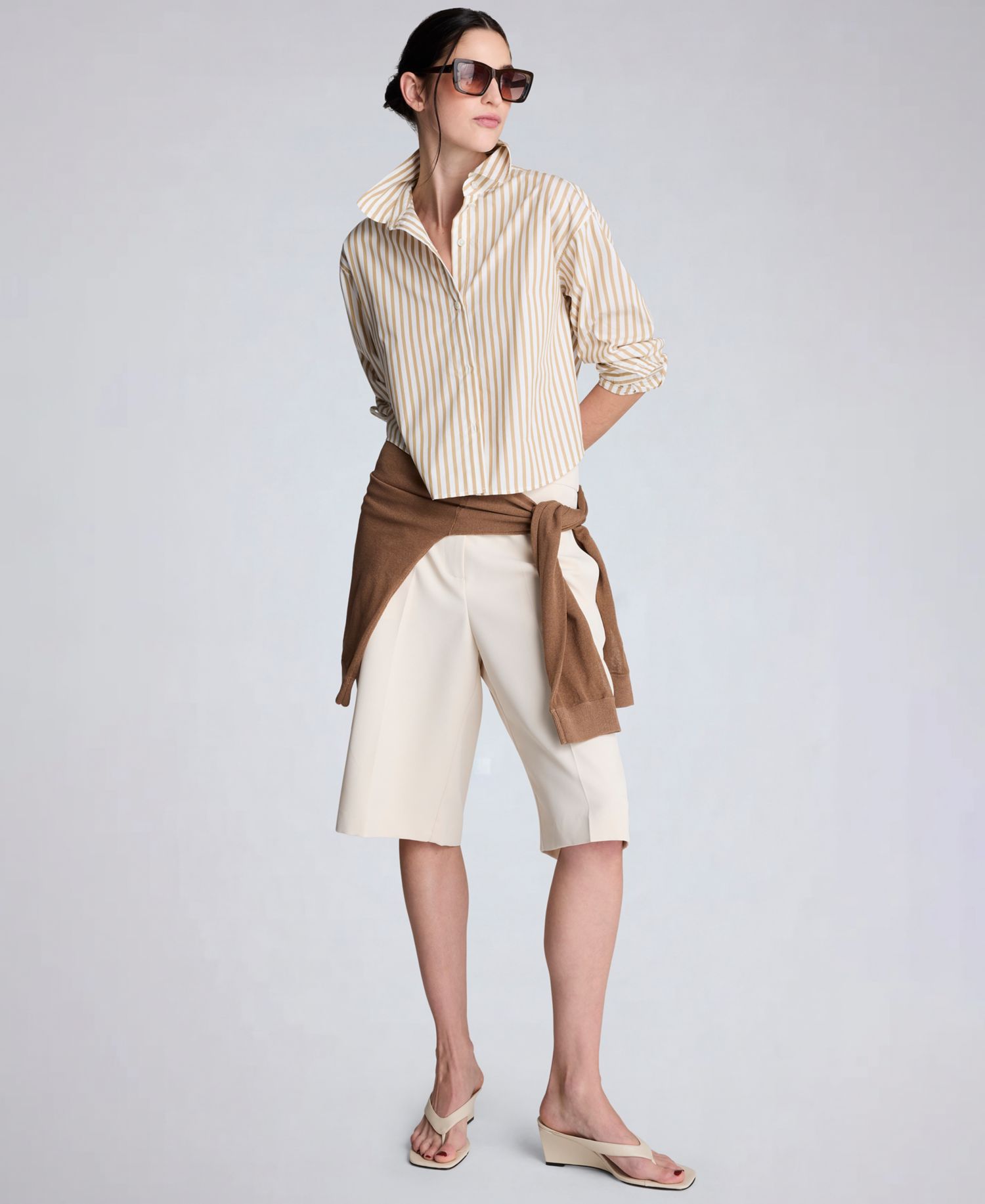 Women's Button-Front Cropped Shirt