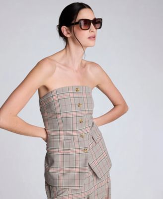 Women's Strapless Button-Front Shirt Vest