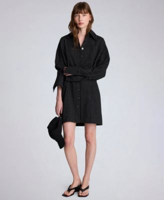 Women's Collared Pinstripe Shirt Dress