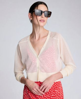 Women's Saddle-Shoulder Cropped Cardigan