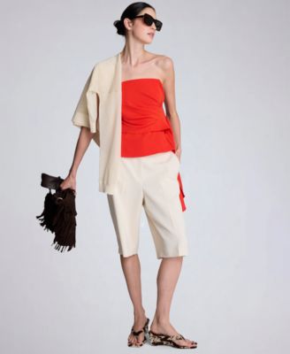 Women's Sleeveless Draped Front Bustier Crop Top