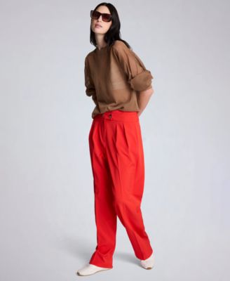 Women's Criss Cross Waist Mid Rise Trousers