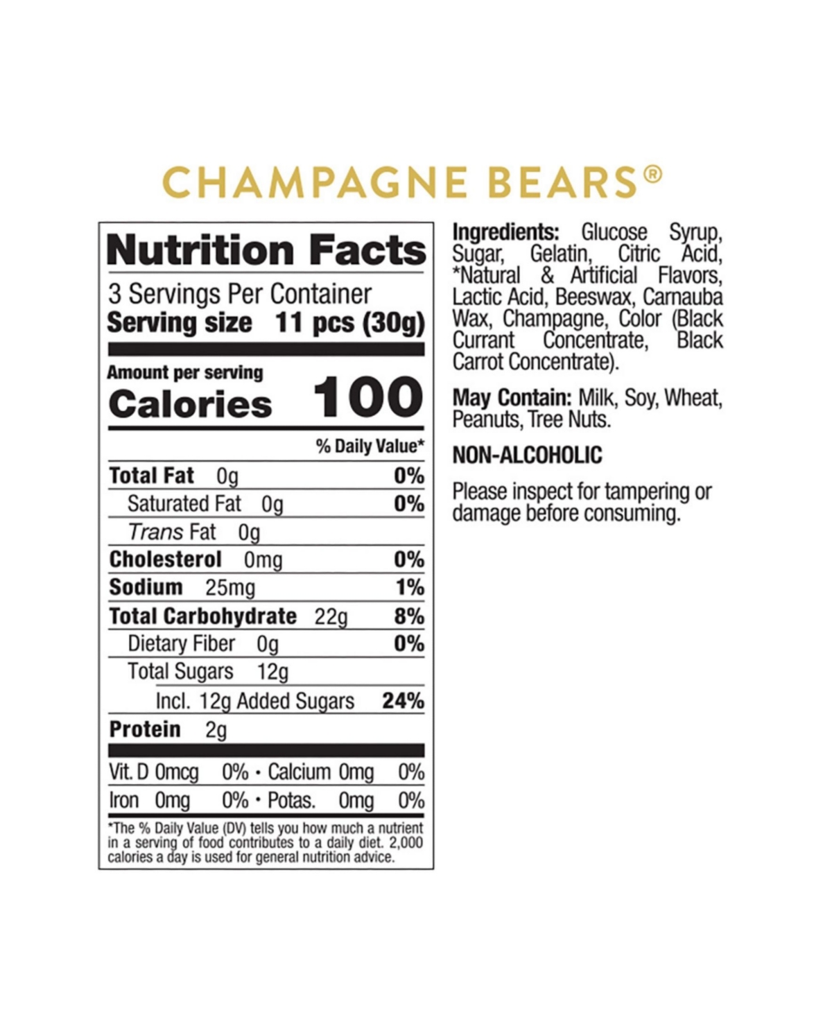Sugarfina Valentine's Day Champagne Bears Celebration Bottle Candy Duo, 2 Pieces