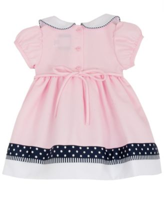 Baby Girls' Polka Dot Nautical Round Neck Dress, Panty and Hat, 3-Piece Set