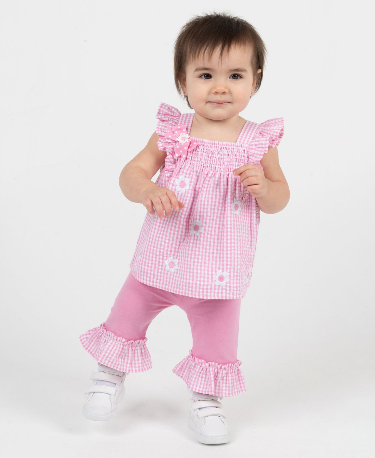 Baby Girls' Embroidered Daisy Sleeveless Top and Capri Pants, 2-Piece Set