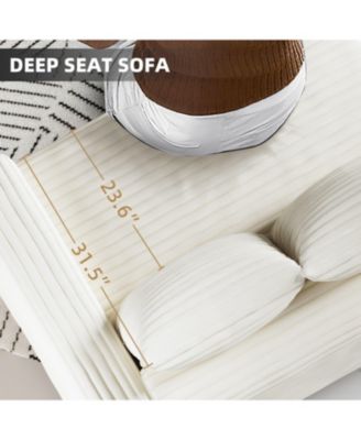 Plush Corduroy 3-Seat Sofa Cloud Couch Beige