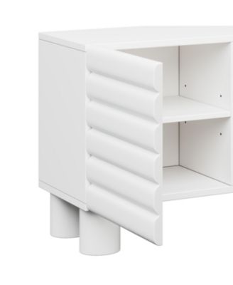 Cream TV Stand Console - 75" TV, Adjustable Shelves