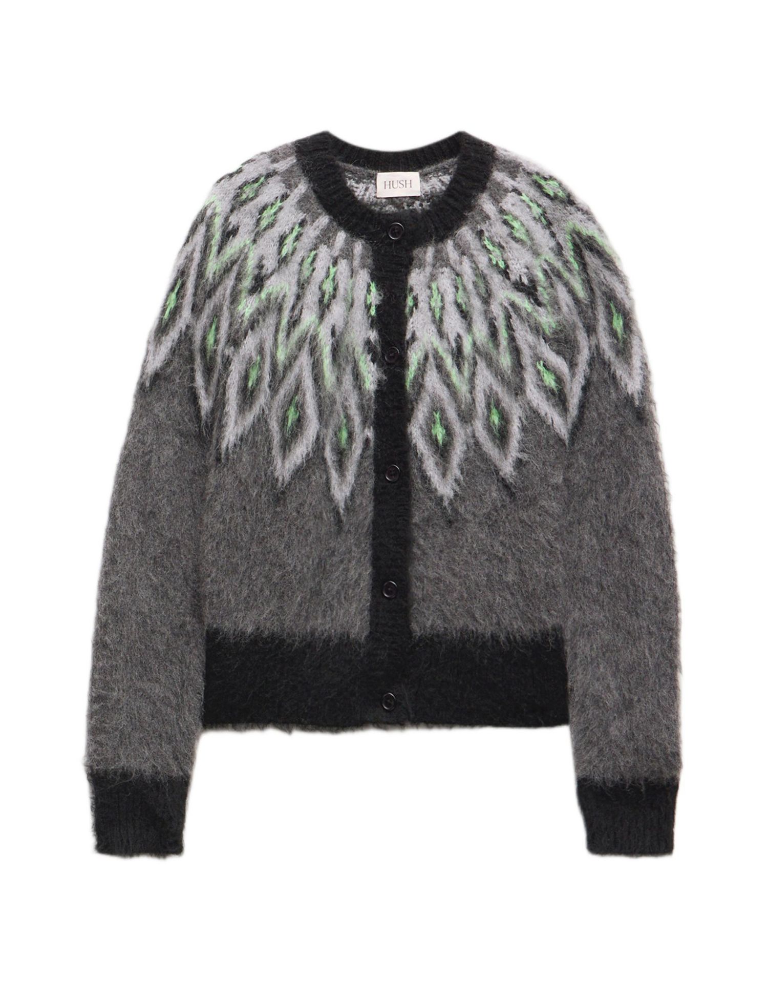Women's Brushed Fair Isle Mohair Blend Cardigan