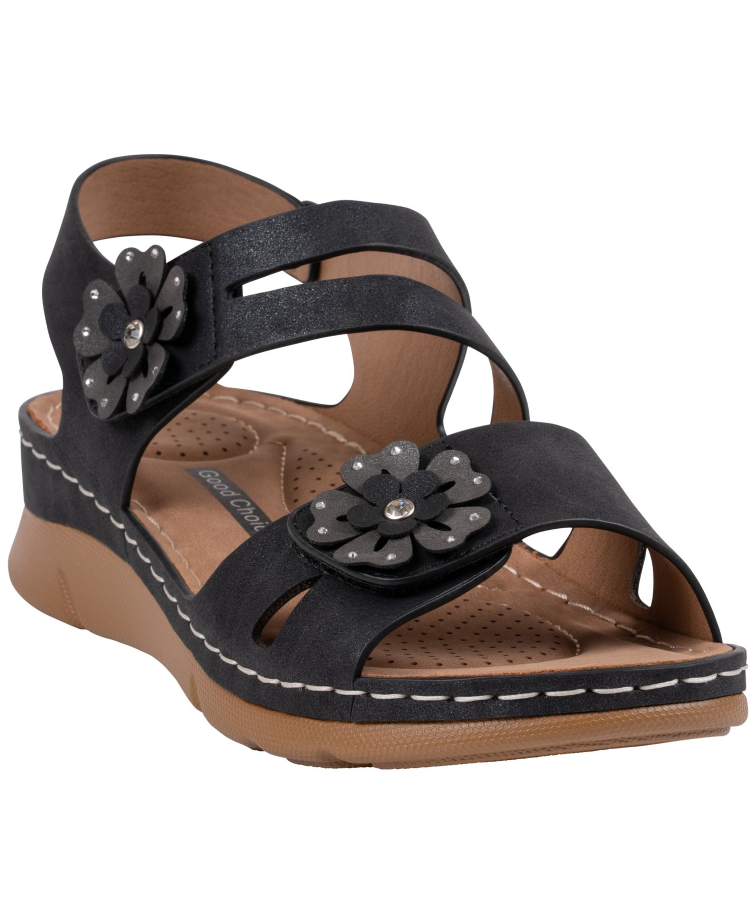 Women's Cadance Double Band Rosette Comfort Sandals