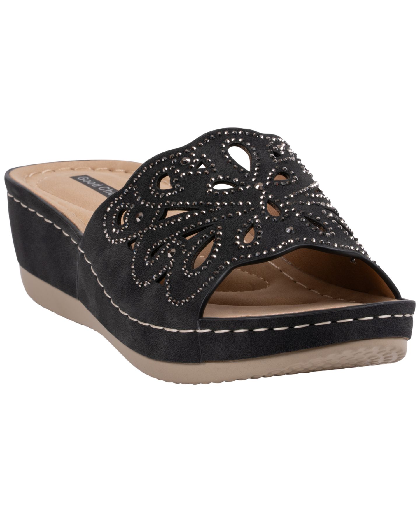 Женские сандалии GC Shoes Izzy Embellished Wedge, цвет: Чёрный — фото 1