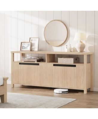 63" Tall Entertainment Center with Storage and Open Shelf Farmhouse TV Stand