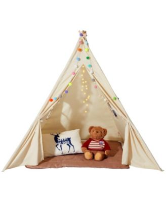 Kids Play Tent with Durable Frame Soft Mat and Decorative Accessories for Indoor and Outdoor Play