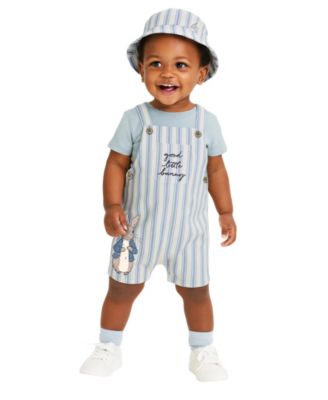 Baby Boys' Peter Rabbit Shortall, T-Shirt and Bucket Hat, 3-Piece Set