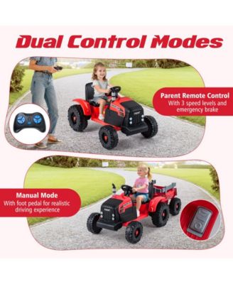 Kids 24V Ride On Tractor with Detachable Trailer Remote Control and Safety Features