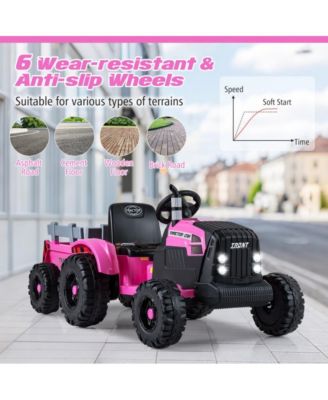Kids 24V Ride On Tractor with Detachable Trailer Remote Control and Safety Features